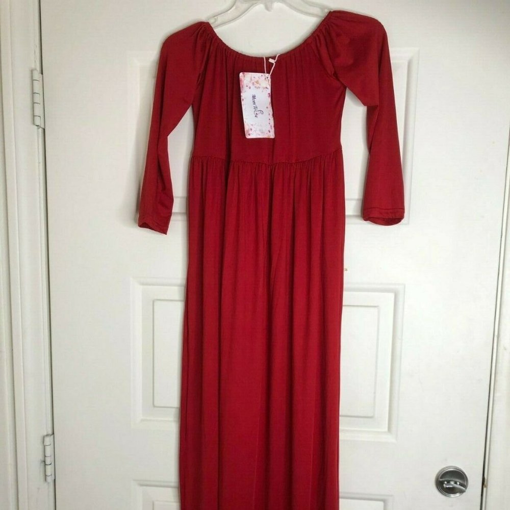 MomToBe Women's Long Off Shoulder Maternity Dress